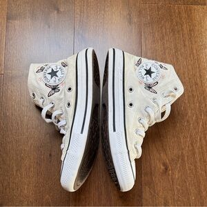 Converse Cream High-Tops with Butterfly Accents